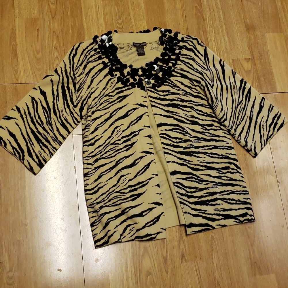 Elliott Lauren tiger stripe cashmere blend cardigan size small